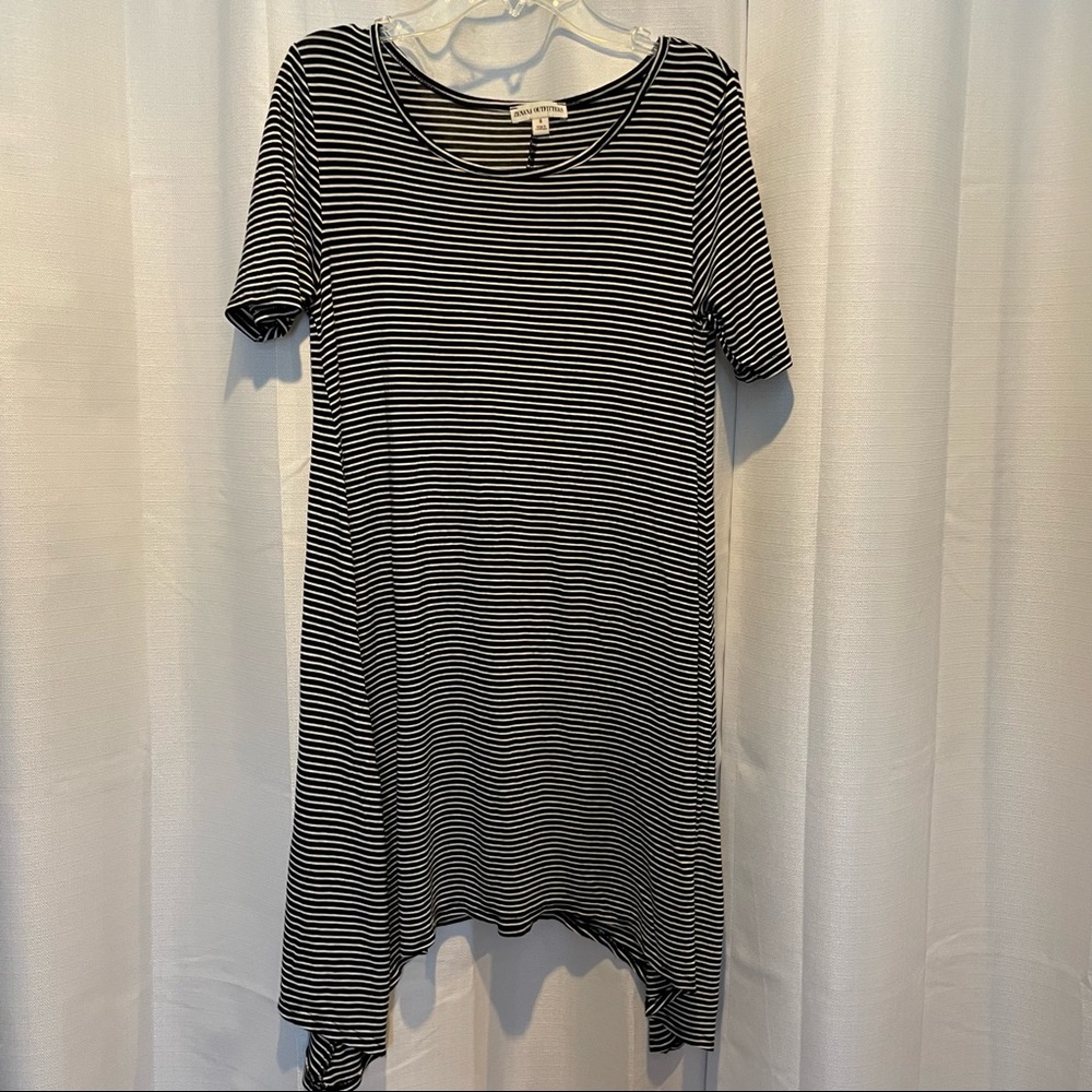 Zenana Outfitters Black and White Striped Flowy Dress